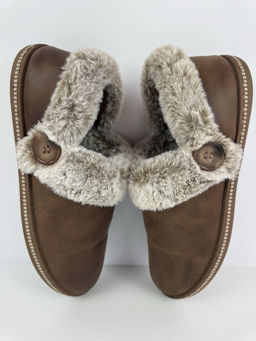 Skechers Women Cozy Campfire French Toast 2 Slippers Memory Foam Faux Fur Sz 7.5